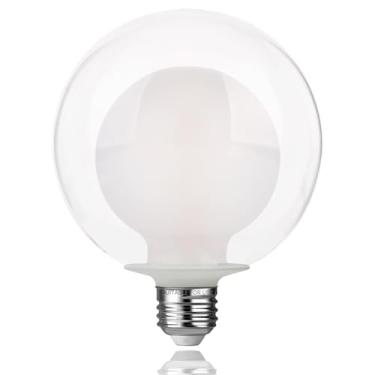 Imagem de FLSNT G125(G40) Lâmpadas LED decorativas reguláveis, branco suave 1800K, 4W (equivalente a 40W), 300LM, base média E26, CRI82, lâmpada Edison grande para banheiro, quarto, sala de estar