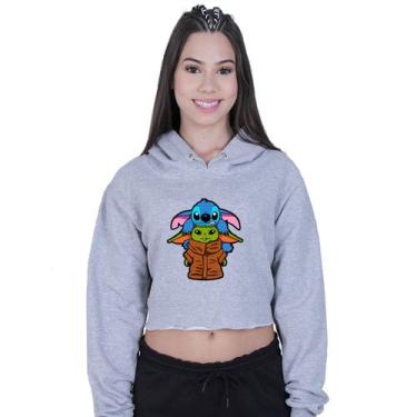 Imagem de Cropped Moletom Feminino Lilo Stitch yoda Star Wars - Lafre, Cinza, M
