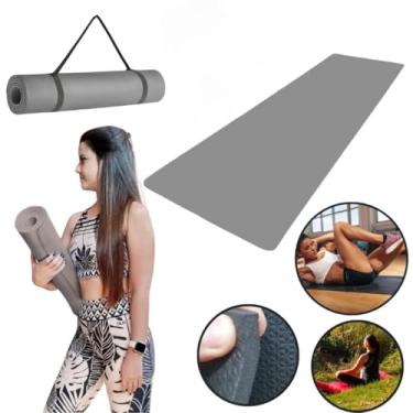 Imagem de Tapete Yoga MatConfortável Grosso Colchonete Tatame Exercício em Casa(Cinza,Com Alça)