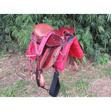 Imagem de Sela Muladeiro De Cabeça Havana Em Couro Completa Barata + Acessórios 