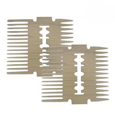 Imagem de 2 Pentes De Mdf Para Barba E Bigode Bege Modelo Gilete N16 - Lualki