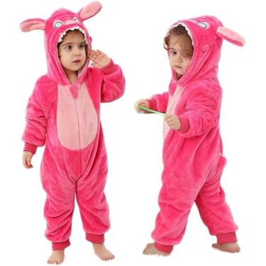 Imagem de MUST ROSE SPORTS AND HOMEWEAR Macaquinho unissex de flanela para bebê, macacão de animal com capuz (rosa, 100 (18-24 meses)