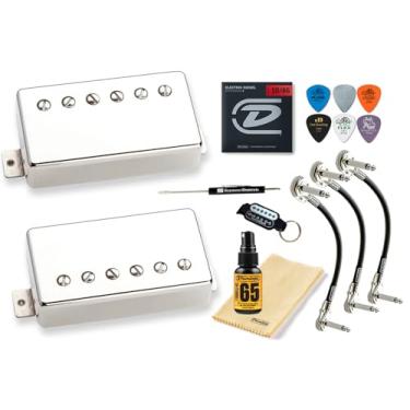 Imagem de Seymour Duncan Seth Lover P.A.F. Vintage Output SH-55 Conjunto Humbucker de guitarra elétrica, níquel com ferramenta de Tonebird , cordas, palhetas, polimento, conjunto de cabos MXR para jazz, blues