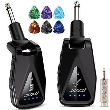 Imagem de Receptor transmissor de sistema de guitarra sem fio: UHF sem fio alcance de 164 pés - 6 canais de áudio recarregável USB-C, design de plugue rotativo de 220° para guitarra baixo e instrumentos