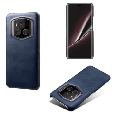 Imagem de Capa para Honor Magic 6 RSR,Proteção contra quedas,Casca de volta de cor sólida simples,Design de couro de imitação de plástico-Blue