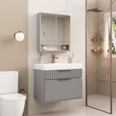 Imagem de Conjunto Teodora 80 Suspenso Lavatório Jade - Fabribam Avelã, Avelã