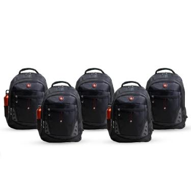 Imagem de Kit 5 Mochila Masculina Grande Preta Fuji Swiss Move