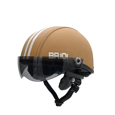 Imagem de Capacete Coquinho Scooter Elétrica Bike Skate Patinete BR 101 Premium Viseira Fume (Marrom Creme, P - VESTE 55/56)