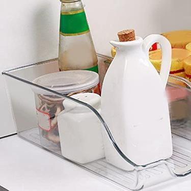 Imagem de Escaninhos Do Organizador Do Refrigerador, Recipientes De Organização Claros Da Orelha Dobro Escaninhos De Armazenamento Da Despensa Bandeja Da Composição Do Organizador Do Toalete Para Casa
