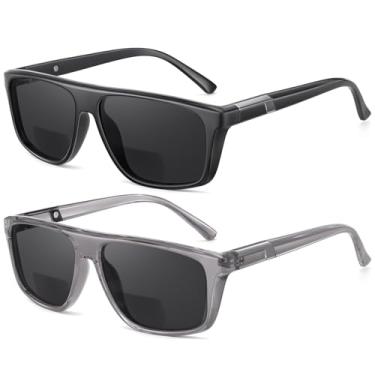 Imagem de SKYOLUY Pacote com 2 excelentes óculos de sol bifocais para homens e mulheres duráveis TR90 Classic Wide Frame Design Sun Readers, UV400 óculos de sol de leitura ao ar livre para dirigir/pescar/golfe