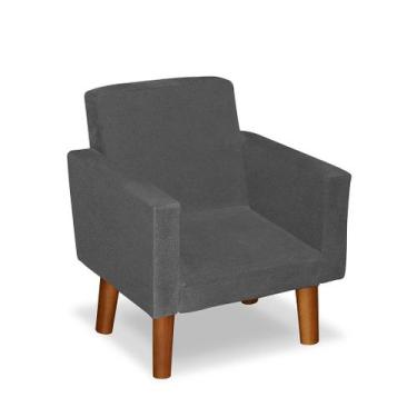 Imagem de Mini Poltrona Decorativa Infantil Nina Suede Cinza Escuro LM Decor - S