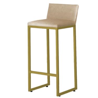 Imagem de Banqueta Alta Dani Reforçada Decorativa Balcão Bancada Cozinha Bar Base Dourada Courino