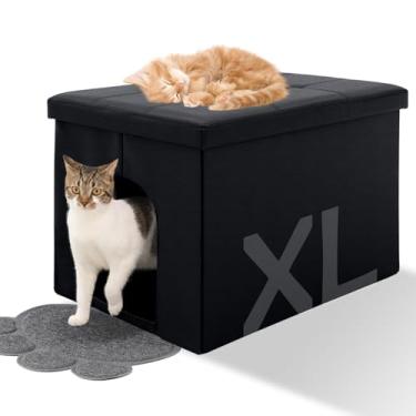 Imagem de MEEXPAWS Caixa de areia para gatos escondida para móveis, armário de armazenamento de banco de banheiro para gatos | Grande 64 cm x 45,7 cm x 45,7 cm | À prova d'água por dentro/fácil de limpar | Montagem fácil | Controle de odor (preto)