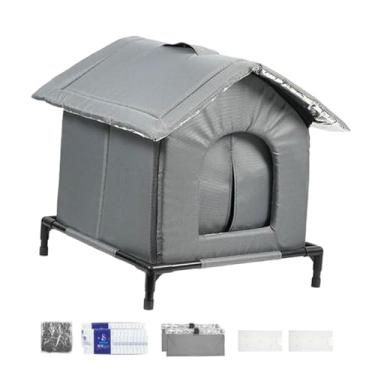 Imagem de IEUDNS Casa para gatos refrescante de verão, cama tipo caverna, à prova de intempéries, suporte, respirável, casa para gatos vadios, condomínio para, L