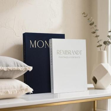 Imagem de Sinoetron Conjunto de 2 livros decorativos modernos - livros de mesa de centro elegantes para decoração de casa, decoração de prateleira estética - caixas decorativas para decorações de mesa modernas