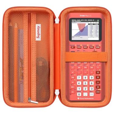 Imagem de Supmay Capa para calculadora compatível com Texas Instruments TI-84 Plus CE/TI-84 Plus/TI-83 Plus/TI-83 Plus CE Calculadora gráfica colorida, estojo de armazenamento com bolso de malha para cabo USB