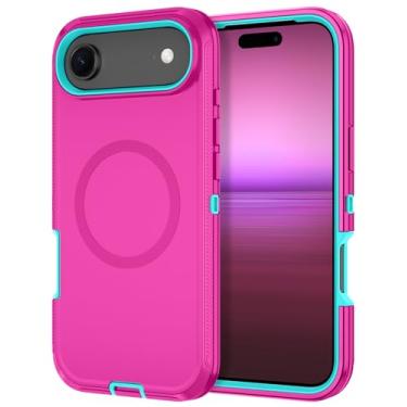 Imagem de I-HONVA Capa para iPhone Air [compatível com MagSafe] à prova de choque com 3 camadas de proteção total [sem protetor de tela] Capa resistente para Apple iPhone Air de 6,5 polegadas 2025, rosa
