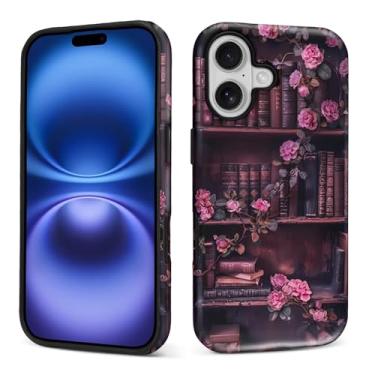 Imagem de DAIZAG Capa para iPhone GGG, design misto de 2 camadas, à prova de choque, TPU macio, proteção dupla para iPhone GGG-Vintage Bookshelf Rose