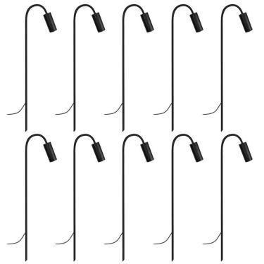 Imagem de Kit 10 Balizadores Espeto Luminária Chão Jardim Preto 80Cm