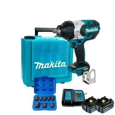 Imagem de Chave Impacto Makita DTW1002Z + Kit 2 Baterias + Acessórios