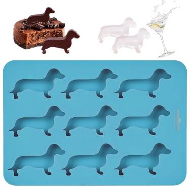 Imagem de Dachshund moldes de silicone para cubos de gelo em forma de cachorro, moldes antiaderentes de silicone de grau alimentício para cubos de gelo, chocolate, goma, doces, geleia, livre de BPA, presentes