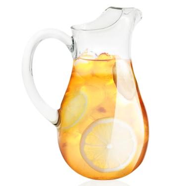 Imagem de Jarra de água transparente, jarra de suco de plástico de grande capacidade de 2,2 L, resistente ao calor, jarro de chá gelado para chá e coquetéis