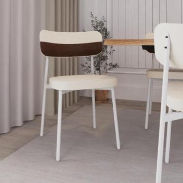 Imagem de Conjunto 4 Cadeiras de Jantar Alloa Tecido Mesclado Est.Branca - Metal