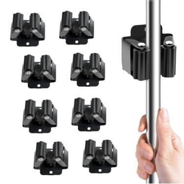 Imagem de LUMAI Kit 4 Suportes Para Vassoura Preto Individual Prendedor De Vassouras Gancho De Parede Fixador De Cabos Rodo Vassoureiro Organizador De Limpeza Instalação Com Parafuso