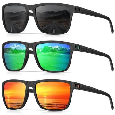 Imagem de CIFOYA Óculos De Sol Polarizados Para Homens E Mulheres, Quadrados, Dirigir, Pescar, Golfe, Leves, Proteção Uv400, Pacote Com 3 (Cinza/Verde/Laranja)