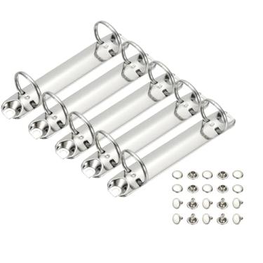 Imagem de PATIKIL B7 Mecanismos de fichário de 2 furos, conjunto com 5 anéis de 2 cm, organizador de fichário de substituição de folhas soltas para organizadores, acessórios de pasta de armazenamento de papel