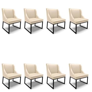 Imagem de Cadeira Sala de Jantar Industrial Preto kit 8 Liz Sintético D03 - D`Rossi