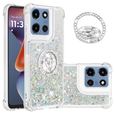Imagem de Dinglijia Capa Slim Fit para Motorola G Stylus 5G 2025, capa de silicone com glitter líquido efeito areia movediça, capa de proteção resistente antiqueda para Moto G Stylus 5G 2025, WZ prata