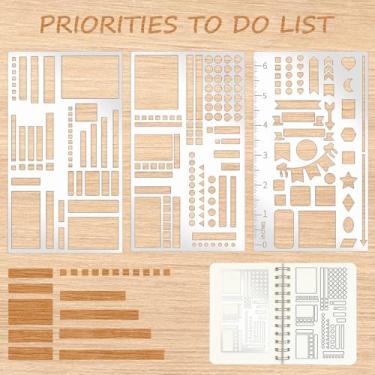 Imagem de Estêncil de planejador de metal, estêncil, listas de verificação de vários tamanhos, modelos de régua, estênceis de metal à prova de ferrugem para diário, rastreamento de hábitos, propagação mensal