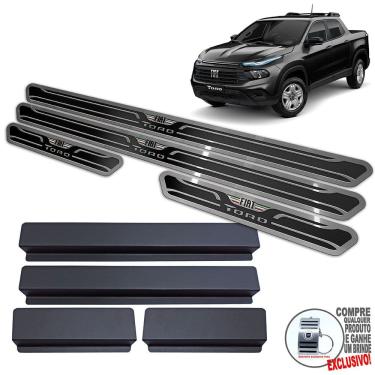 Imagem de Soleiras Aço Inox Fiat Toro 2022 / Preto Alto Relevo