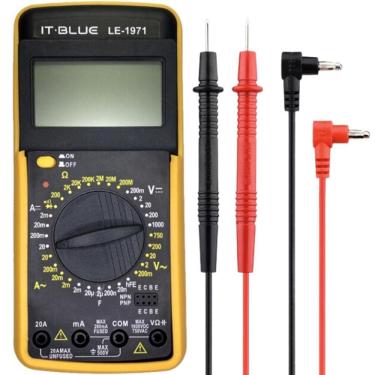 Imagem de Multímetro LCD Digital Para Medir Escalas, Com Capacímetro, Desligamento Automático, Função De Auto Zerar, Data Hold, Par De Guias Testes e Apoio