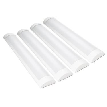 Imagem de Kit4 Luminária Led Sobrepor Linear Slim 18w Branco Frio 60cm - Embuled