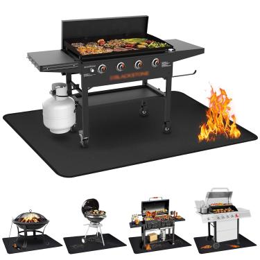 Imagem de Tapetes de churrasqueira para churrasqueira externa à prova de fogo Matt Under Grill proteção para todas as estações para pátio deck varanda e concreto resistente ao calor fogueira lareira tapete à