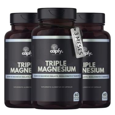 Imagem de Kit 3x Tri Magnésio Malato Taurato Bisglicinato 600 mg 60 Cápsulas Triple Magnesium Premium Alta Concentração Capfy Nutrition