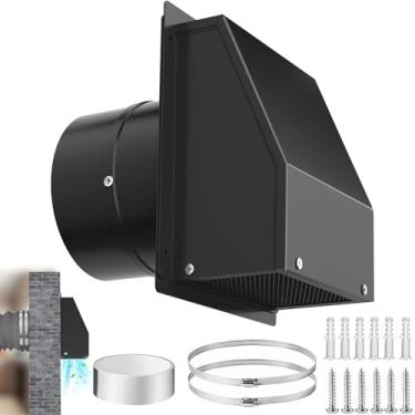 Imagem de Ventilação de parede com capuz de aço de 20 cm com tela e amortecedor tampa de exaustão de parede externa para secador de exaustor de cozinha HVAC duto ventilação e exaustão de ar exterior aplicações
