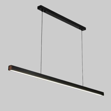 Imagem de Lustre para sala de jantar, luminária pendente linear LED, luminária suspensa para ilha de cozinha, lustres pretos modernos, lustres para escritório, restaurante, lâmpadas suspensas minimali