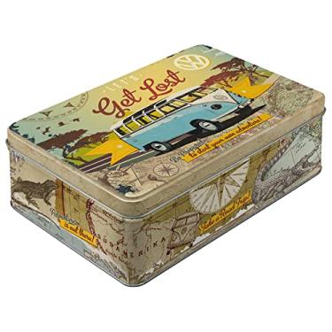 Imagem de Nostalgic-Art Retro Storage Tin Box Flat, 84.5 oz, VW Bulli – Let's Get Lost – Volkswagen Bus Gift idea, Metal Can with Lid, Decorative vintage design