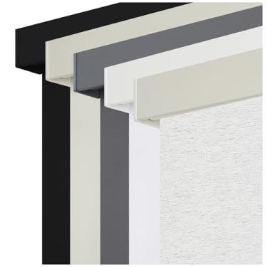 Imagem de SUNOFF Persianas de rolo blackout sem fio para janelas de parada livre, escurecimento de ambiente com sanefa, cortinas de porta de janela de tecido com isolamento térmico para casa, escritório, linho