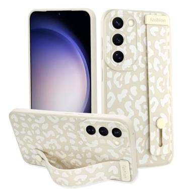 Imagem de LSL Capa para Samsung Galaxy S23 5G com alça de dedo para mulheres e meninas, linda capa de telefone leopardo com suporte de pulseira, capa fina protetora de silicone à prova de choque para câmera