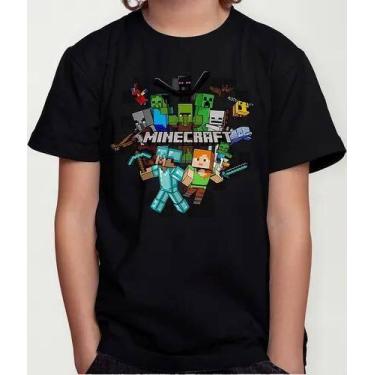 Imagem de Camiseta Camisa Juvenil Infantil Menina Menino Gamer Blocos Mine Roupa