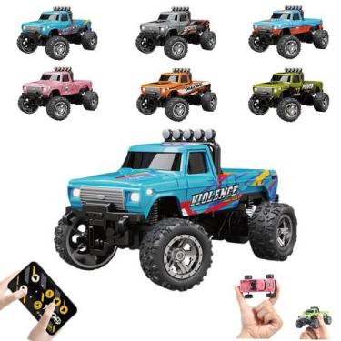 Imagem de RC Monster Truck Mini escala 1:64 com luzes e controle remoto de 2,4 G