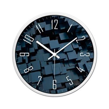 Imagem de Relógio digital simples face relógio de parede moderno mudo decoração de casa relógio de parede redondo relógio de parede moderno relógio de parede relógio decorativo (cor: Azul-C Tamanho: 40 cm