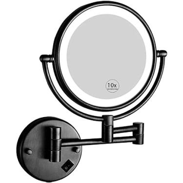 Imagem de Espelho de maquiagem espelho de maquiagem montado na parede dupla face 1X/10X espelho de vaidade giratório extensível para banheiro hotéis