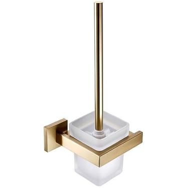 Imagem de Suporte de parede escovado dourado de luxo em aço inoxidável gancho preto suporte de papel higiênico barra de toalha acessórios de decoração de banheiro, toalheiro BG 560 (escova de vaso sanitário)