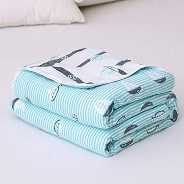 Imagem de Cobertor de toalha de gaze, padrão floral, padrão xadrez, cobertor de toalha grande, tecido de 6 camadas, cobertor quente, 100% algodão, cobertor de gaze para soneca, 90 x 100, cobertor de viagem