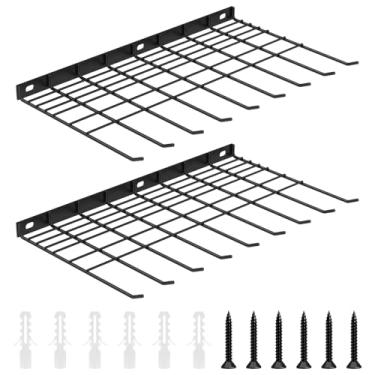 Imagem de 2 peças de organizador de ferramentas elétricas de aço carbono para garagem, suporte de broca à prova de ferrugem, comporta até 16 kg para armazém de oficina (preto)